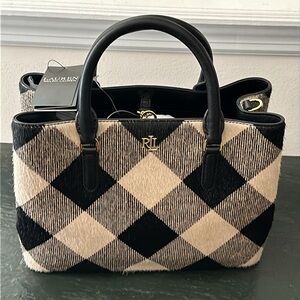 Lauren Printed Calf Hair Small Marcy Logo Satchel w/Crossbody Strap & Dust Cover
